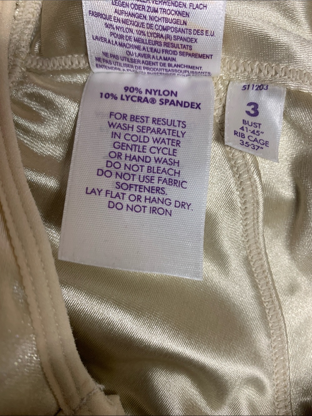ENELL Ecru Satin Sports Bra Size 3 41-45 - Picture 8 of 9
